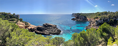 clear blue water and sunny sky right off the edge of a cove